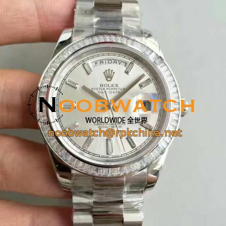 Replica Rolex Day-Date 40 228396TBR 40MM KW Stainless Steel & Diamonds Sundust Dial Swiss 3255