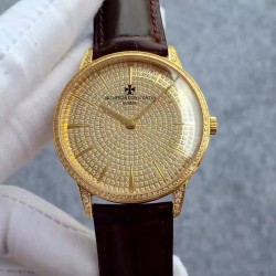 Replica Vacheron Constantin Patrimony 86615/CA2R Yellow Gold & Diamonds Diamonds Dial Swiss 2460