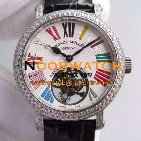 Replica Franck Muller Color Dreams Tourbillon Imperial Stainless Steel & Diamonds White Roman Numbers Dial Swiss Tourbillon