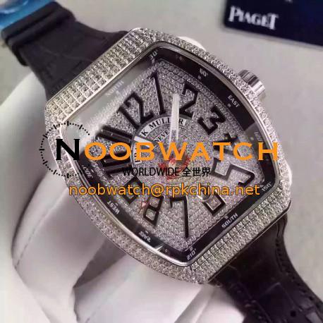 Replica Franck Muller Vanguard V 45 SC DT  Stainless Steel & Diamonds Diamonds Dial Swiss 2824-2