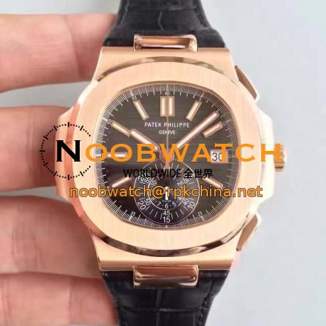 Replica Patek Philippe Nautilus Chronograph 5980R JF Rose Gold Black Dial Swiss CH28-520C