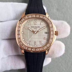 Replica Patek Philippe Aquanaut Ladies 5069R MK Rose Gold & Diamonds Gold Dial Swiss 324SC