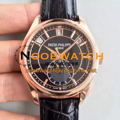 Replica Patek Philippe Annual Calendar 5205R-010 Rose Gold Black Dial Swiss 324SQALU 24H/206