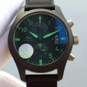 Replica IWC Pilot Chronograph Top Gun IW388003 Ceramic Black Dial Green Markers Swiss 7750