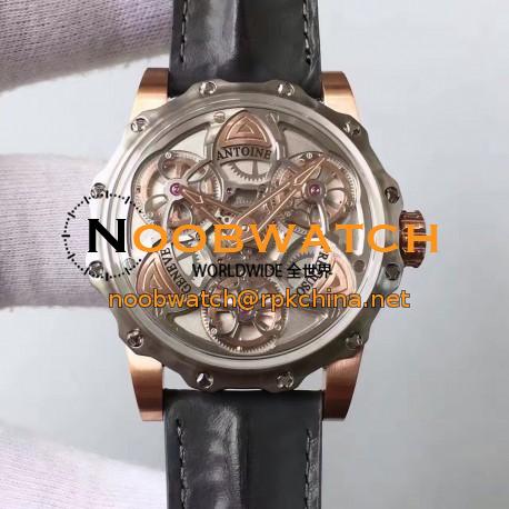 Replica Antoine Preziuso Tourbillon of Tourbillons Rose Gold Silver Dial AFP-TTR-3X