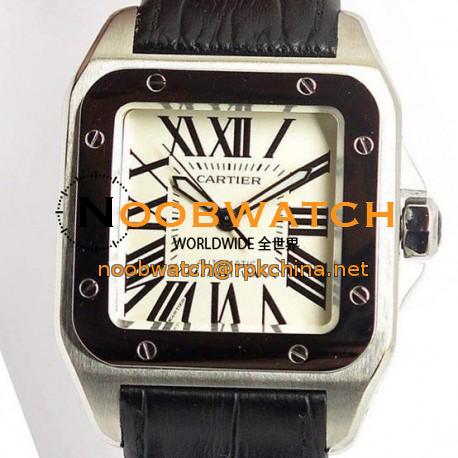 Replica Cartier Santos 100 Midsize Stainless Steel White Dial Swiss 2836-2