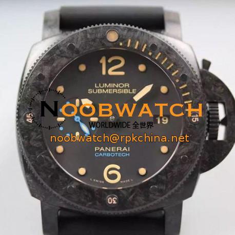 Replica Panerai Luminor Submersible 1950 PAM 616 Forged Carbon Black Dial Swiss  P9000