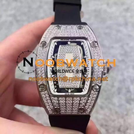 Replica Richard Mille RM07 Ladies Stainless Steel & Diamonds White & Diamonds Dial M6T51