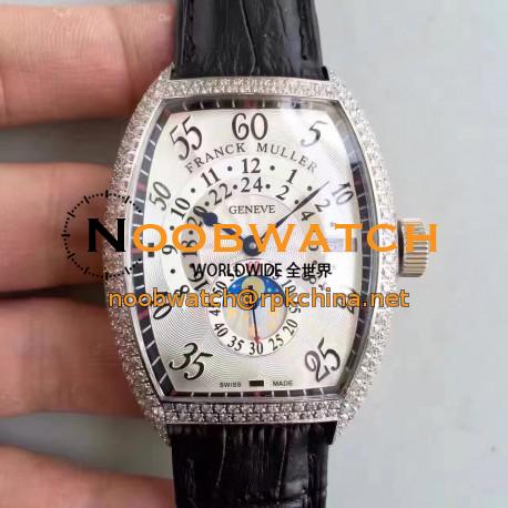 Replica Franck Muller Cintree Curvex FM 7880 Stainless Steel & Diamonds White Dial Swiss 2824-2