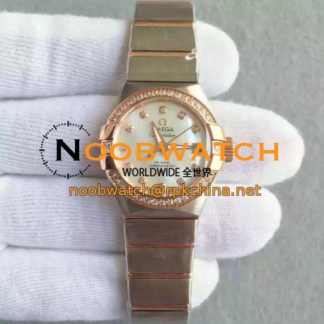 Replica Omega Constellation Ladies 123.25.31.20.55.001 27MM EF Stainless Steel & Rose Gold Mother Of Pearl & Diamonds Dial Swiss