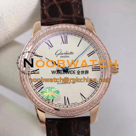 Replica Glashutte Original Senator Excellence 1-36-01-02-05-01 GF Rose Gold & Diamonds White & Diamonds Dial Swiss Calibre 36-01