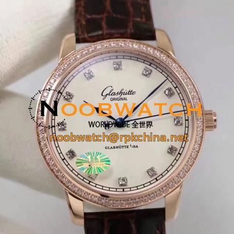 Replica Glashutte Original Senator Excellence 1-36-01-02-05-01 GF Rose Gold & Diamonds White & Diamonds Dial Swiss Calibre 36-01