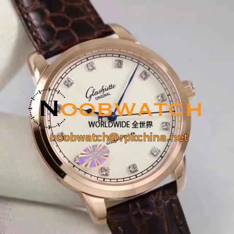 Replica Glashutte Original Senator Excellence 1-36-01-01-02-01 GF Rose Gold White & Diamonds Dial Swiss Calibre 36-01