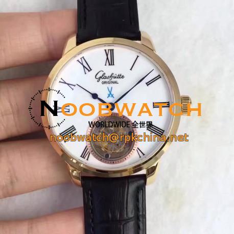 Replica Glashutte Original Senator Meissen Tourbillon 1-94-11-01-01-04 Yellow Gold White Dial Swiss Tourbillon