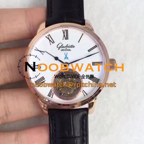 Replica Glashutte Original Senator Meissen Tourbillon 1-94-11-01-01-04 Rose Gold White Dial Swiss Tourbillon