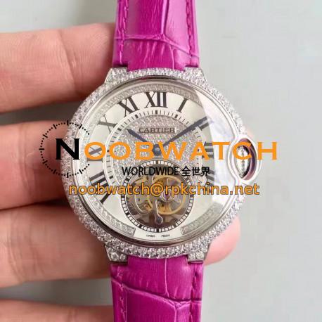 Replica Ballon Bleu De Cartier Flying Tourbillon HPI00716 39MM TF Stainless Steel & Diamonds Diamonds Dial Swiss 9452MC