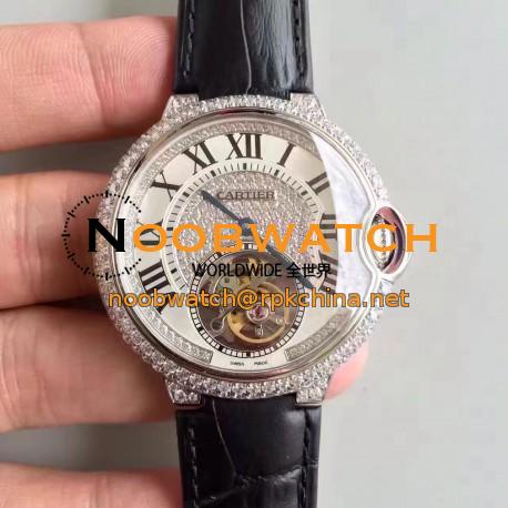 Replica Ballon Bleu De Cartier Flying Tourbillon HPI00716 39MM TF Stainless Steel & Diamonds Diamonds Dial Swiss 9452MC