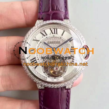 Replica Ballon Bleu De Cartier Flying Tourbillon HPI00716 39MM TF Stainless Steel & Diamonds Diamonds Dial Swiss 9452MC