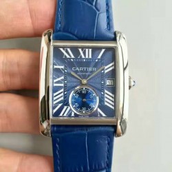 Replica Cartier Tank MC WSTA0010 JF Stainless Steel Blue Dial Swiss 1904MC