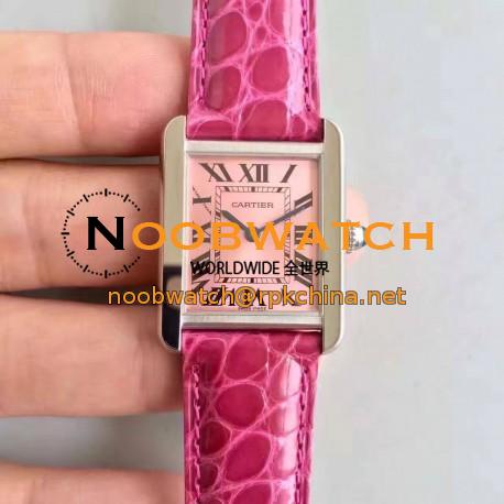 Replica Cartier Tank Solo Ladies W5200000 24MM x 31MM TW Stainless Steel  Pink Dial Swiss Quartz