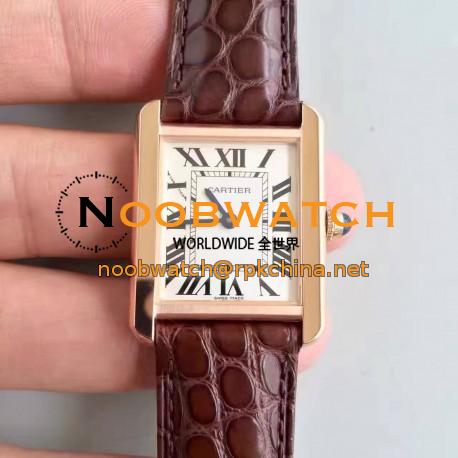 Replica Cartier Tank Solo Ladies W5200024 24MM x 31MM TW Rose Gold White Dial Swiss Quartz