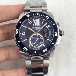 Replica Calibre De Cartier Diver W7100057 42MM TF Stainless Steel Blue Dial M9015