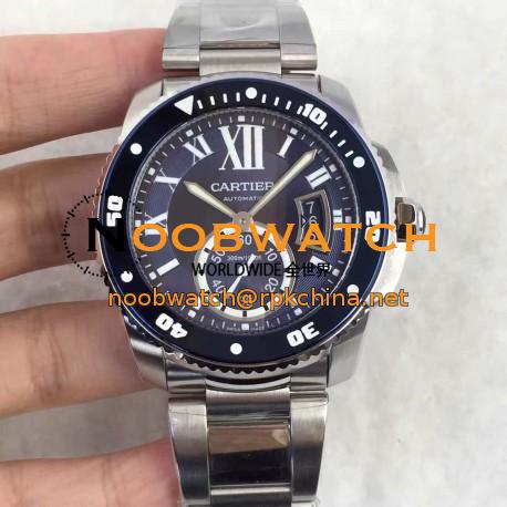 Replica Calibre De Cartier Diver W7100057 42MM TF Stainless Steel Blue Dial M9015