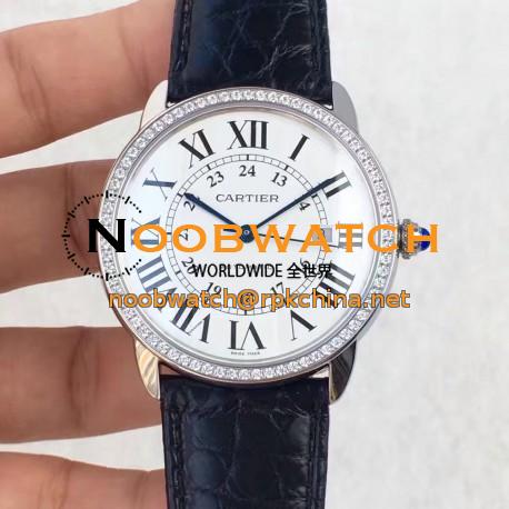 Replica Ronde Solo De Cartier W6701010 42MM UT Stainless Steel & Diamonds White Dial Swiss 2892