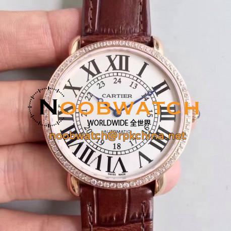 Replica Ronde Luis Cartier WR000651 36MM UT Rose Gold & Diamonds White Dial Swiss 430MC