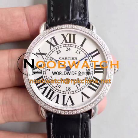 Replica Ronde Luis Cartier WR000551 36MM UT Stainless Steel & Diamonds White Dial Swiss 430MC