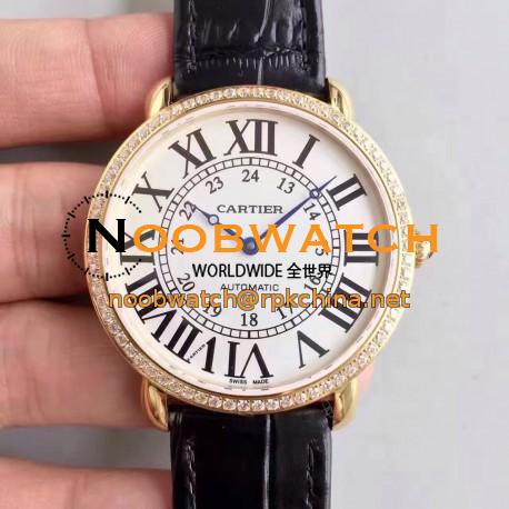 Replica Ronde Luis Cartier WR000451 36MM UT Yellow Gold & Diamonds White Dial Swiss 430MC