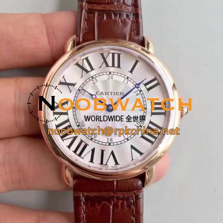 Replica Ronde Luis Cartier W6801004 42MM UT Rose Gold Silver Dial Swiss 430MC