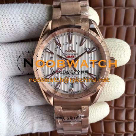 Replica Omega Seamaster Aqua Terra 150M GMT 231.50.43.22.02.001 43MM JH Rose Gold White Dial Swiss 8605