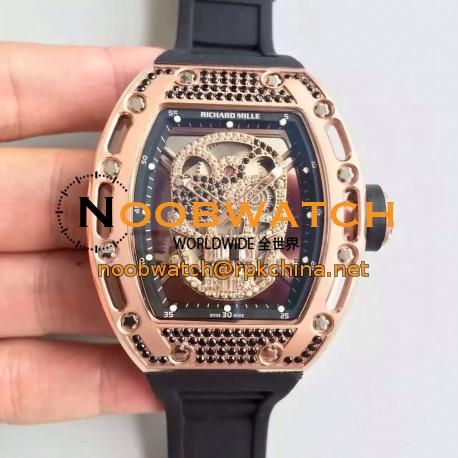 Replica Richard Mille RM052 SF Rose Gold & Black Diamond Diamond Skull Dial M6T51