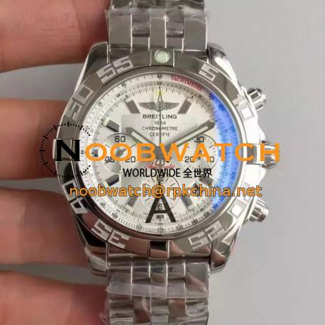 Replica Breitling Chronomat 44 AB011012|G684|375A JF Stainless Steel White Dial Swiss 7750