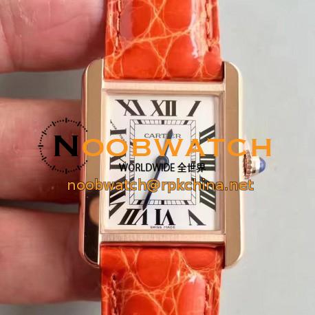 Replica Cartier Tank Solo Ladies W5200003 27MM x 34MM TW Rose Gold White Dial Swiss Quartz