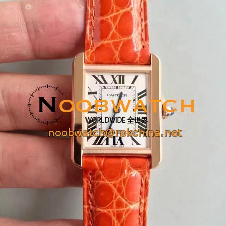 Replica Cartier Tank Solo Ladies W5200005 24MM x 31MM TW Rose Gold White Dial Swiss Quartz