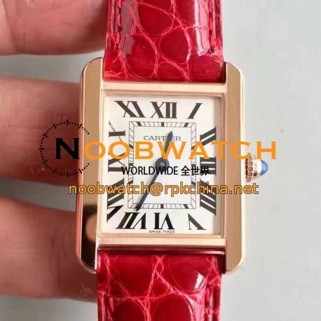 Replica Cartier Tank Solo Ladies W5200003 27MM x 34MM TW Rose Gold White Dial Swiss Quartz