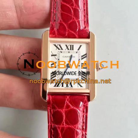 Replica Cartier Tank Solo Ladies W5200005 24MM x 31MM TW Rose Gold White Dial Swiss Quartz