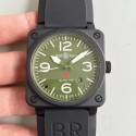 Replica Bell & Ross Aviation Military Type BR 03-92 ZF PVD Green Dial M9015