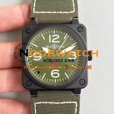 Replica Bell & Ross Aviation Military Type BR 03-92 ZF PVD Green Dial M9015