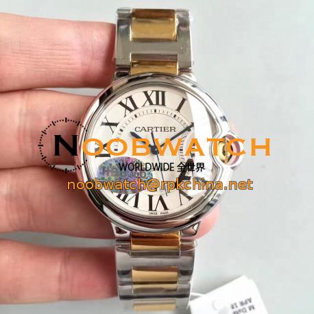 Replica Ballon Bleu De Cartier Ladies W6920047 36MM V6 Stainless Steel & Yellow Gold Silver Dial M9015