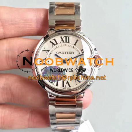 Replica Ballon Bleu De Cartier Ladies W6920033 36MM V6 Stainless Steel & Rose Gold Silver Dial M9015