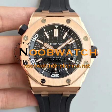 Replica Audemars Piguet Royal Oak Offshore Diver 15703 JF Rose Gold Black Dial Swiss 2824-2