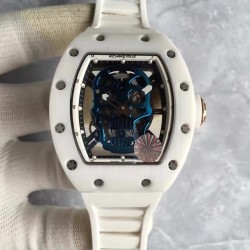 Replica Richard Mille RM052 KV White Ceramic & Rose Gold Blue Skull Dial M6T51