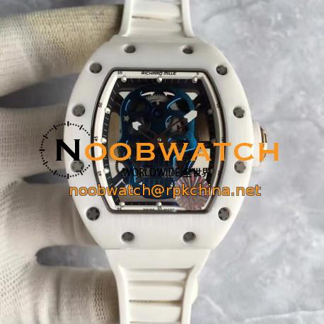 Replica Richard Mille RM052 KV White Ceramic & Rose Gold Blue Skull Dial M6T51