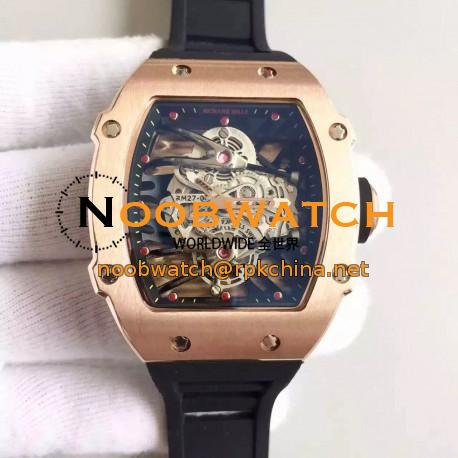 Replica Richard Mille RM27-02 Rose Gold Black & Skeleton Dial M9015