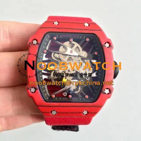 Replica Richard Mille RM27-02 KV Red Forged Carbon Black & Skeleton Dial M9015