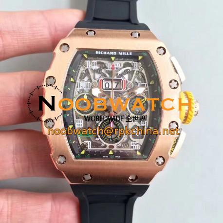 Replica Richard Mille RM011-03 KV V2 Rose Gold Black Skeleton Dial Swiss 7750