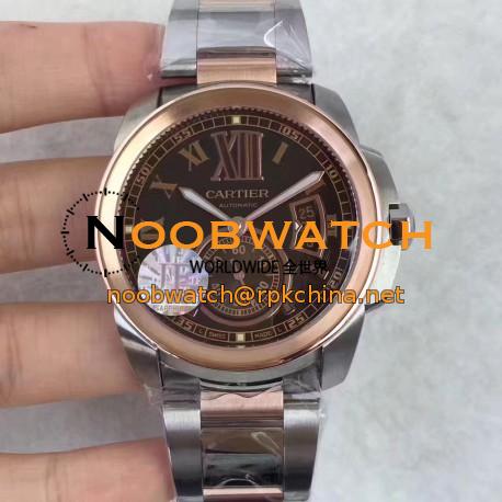 Replica Cartier Calibre de Cartier W7100036 42MM JF Stainless steel & Rose Gold Brown Dial Swiss Calibre 1904-PS MC